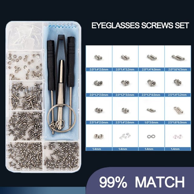 Eyeglasses Sunglasses Repair Kit Tool Glasses Screwdriver Screws Sets Nuts  Nose Pad Optical Parts Assorted